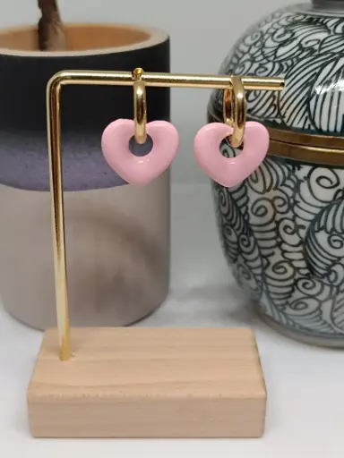 Créoles coeur rose clair